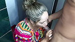 I love how stepsister sucks my cock in the kitchen