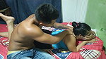 I give my stepsister a foot and pussy massage