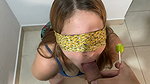 I blindfold my stepsister to play the game of taste, she ends up with my cock in her mouth