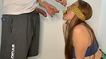 I blindfold my stepsister to play the game of taste, she ends up with my cock in her mouth