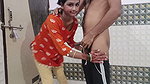 Hot Desi Messy Blowjob & Standing Dogy Style Sex Orange Dress