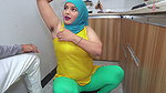 Hijabi Muslim Stepmom Fucked by Milkman After Hot Conversation in Kitchen with Hindi Audio.