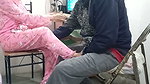 Kinky stepsister offers foot massages, ends up sucking and riding cock until milking it