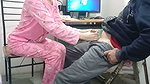 Kinky stepsister offers foot massages, ends up sucking and riding cock until milking it
