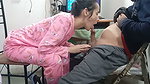 Kinky stepsister offers foot massages, ends up sucking and riding cock until milking it