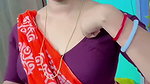 Homely housewife in saree adjusting blouse seducing show 1