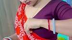 Homely housewife in saree adjusting blouse seducing show 1