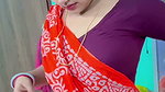 Homely housewife in saree adjusting blouse seducing show 1