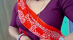 Homely housewife in saree adjusting blouse seducing show 1
