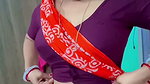 Homely housewife in saree adjusting blouse seducing show 1