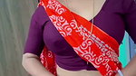 Homely housewife in saree adjusting blouse seducing show 1