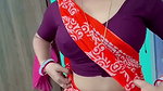 Homely housewife in saree adjusting blouse seducing show 1