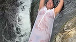 desi chubby bengali girl wet breast,nipple and pussy in white dress 1