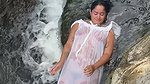 desi chubby bengali girl wet breast,nipple and pussy in white dress 1
