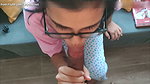 Nerdy girl with glasses agrees to suck her classmate’s cock