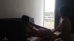 My stepsister is on the balcony sunbathing and I get to apply sunscreen to warm her up and fuck her