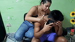 My stepsister interrupts my call and sucks my cock