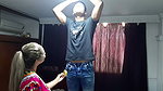 My stepsister gives me a delicious blowjob when I help her with the lamp
