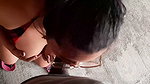 My stepsister gives me a blowjob in the parking lot
