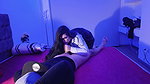 My stepsister fucks me hard in her room and I cum on her buttocks