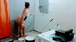 My stepsister’s bitch paints the room almost naked, what a great ass she has and her breasts look delicious