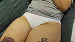 My girlfriend’s cameltoe is marked with those panties!