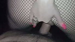 My bitch in mesh stockings gives me a good blowjob and takes my cum