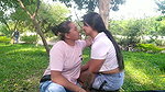 My best friend and I started playfully with a plastic penis in the public park