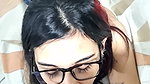 Slut enjoys sucking a big cock and filling her entire mouth with milk