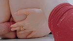 She moans when the head of the cock penetrates her hole