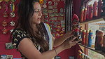 Desi girl open wide navel in white strip saree