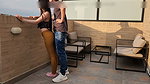 Sexy student is fucked in public on the balcony of her apartment ! fucking my classmate