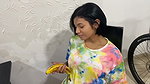 Sexy stepmother washes the dishes in her underwear while her son fucks her