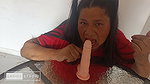Sexy Mature Colombian Debuts Her New Dildo by Giving Her Wet Blowjob in Her Mouth