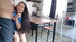 Rent collector arrives looking to get cum with a good doggy style blowjob, she gets it