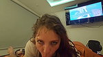 Redhead girl passionately deepthroats a strange guy and swallows his cum