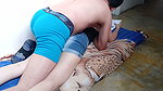 Perverted stepdad interrupts my study by licking my pussy and making me suck cock