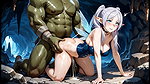 Orc fucks fairy with her magical pussy (AI)