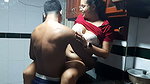 My stepsister walks around the kitchen in pantyhose, I end up licking her pussy