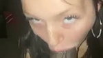 Baddie with hoop earrings deepthroating a black dick