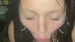 Baddie with hoop earrings deepthroating a black dick