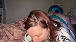 Curvy babe woke him up and sucked his cock and balls