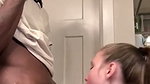 Cute White Teen Deepthroats BBC while pulling his balls