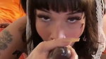 Goth baddie giving a sloppy blowjob to BBC
