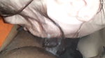 She knew she was going to make a mess, just look at the towel underneath