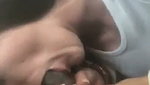 White GF sucking bbc in car