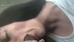 White GF sucking bbc in car