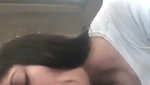 White GF sucking bbc in car