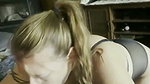 White mature mom slobber over a bbc in her trailer home