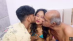 An uncle had sex with his nephew’s girlfriend together with his nephew.Threesome Video